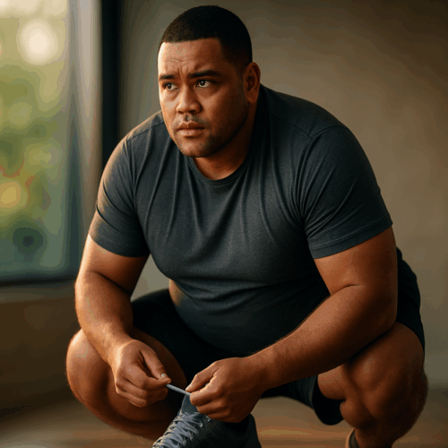 Featured Visual: Overcoming Day One Health Challenges - Fresh Start 30: A Journey To Better Health Person confidently starting their health transformation journey representing day one success strategies